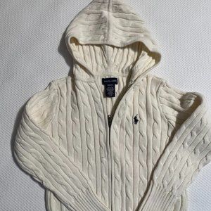 Ralph Lauren kids hooded cable sweater, size 8-10
